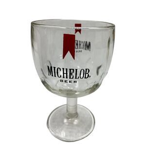 MICHELOB BEER GLASS GOBLET STYLE PEDESTAL STEM THUMBPRINT PATTERN 10 FLUID OUNCE